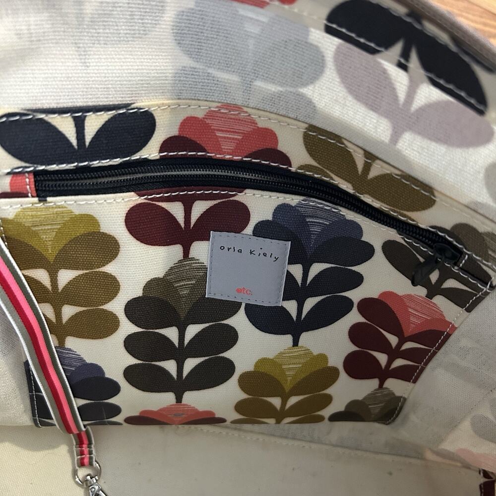 Orla Kiely Etc Floral Stem Print Laminate Canvas Shoulder Purse Bag - Picture 3 of 6
